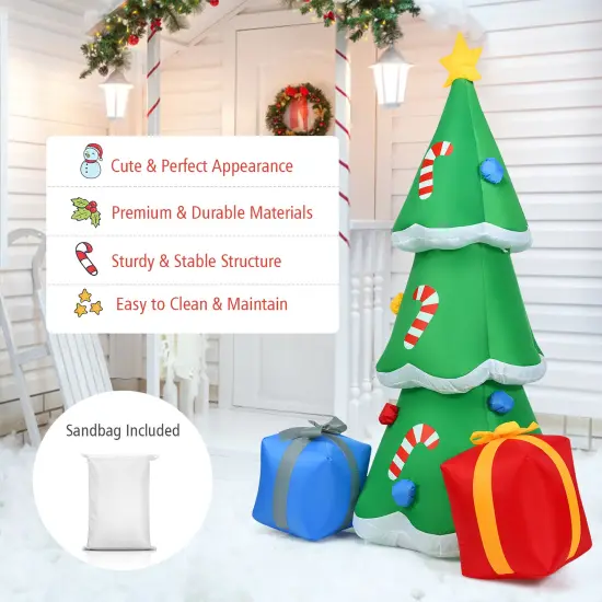 Costway 6FT Inflatable Christmas Tree w/ Gift Boxes Blow Up Lighted Outdoor Decoration {4}
