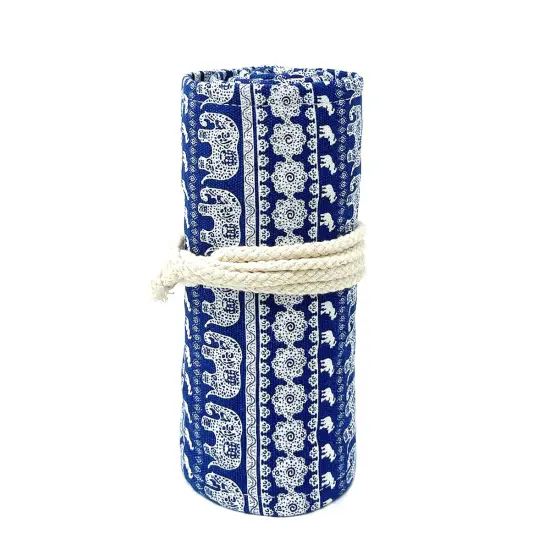 Wrapables Pencil Roll Organizer, Colored Pencil Wrap Pouch (72 slots) Blue Elephants {5}