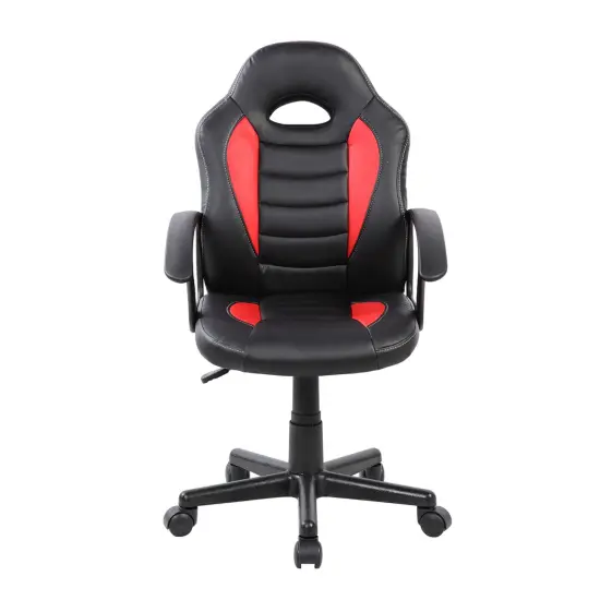 Techni Office Solutions 35.25" Black and Red Techni Mobili Kid's Gaming and Student Racer Chair with Wheels {3}