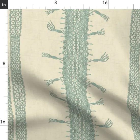 Various Fabrics by the Yard or Fat Quarter Block Print Stripes Elegant Pale Pastel Green Cream Large Custom Printed Fabric by Spoonflower {2}