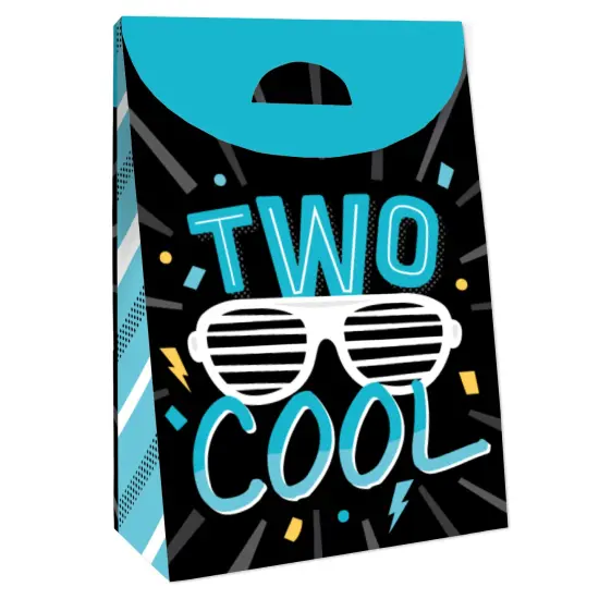Big Dot of Happiness Two Cool - Boy - Blue 2nd Birthday Party Gift Favor Bags - Party Goodie Boxes - Set of 12 {4}