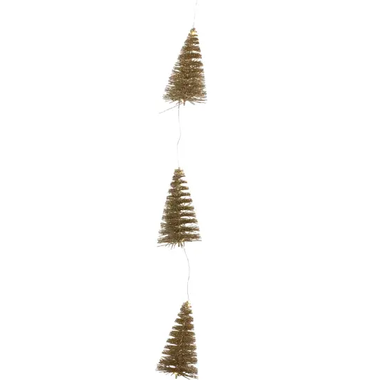 Northlight LED Lighted Battery Operated Mini Sisal Tree Christmas Garland - 8' - Gold - Warm White {1}