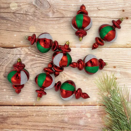 Northlight 8ct Traditional Colors Shatterproof Finial Christmas Ornaments, 6" Red {3}