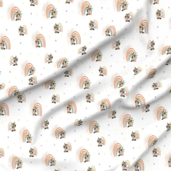 Various Fabrics by the Yard or Fat Quarter Woodland Nursery Cute Raccoons Watercolor Rainbow Kids Forest Animals Baby Custom Printed Fabric by Spoonflower {6}