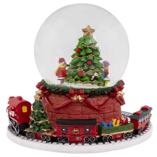 Northlight Christmas Tree with Revolving Train Musical Snow Globe - 6.5" Red {6}