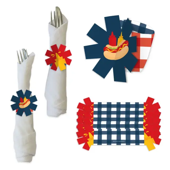 Big Dot of Happiness Fire Up the Grill - Summer BBQ Picnic Party Paper Napkin Holder - Napkin Rings - Set of 24 {1}