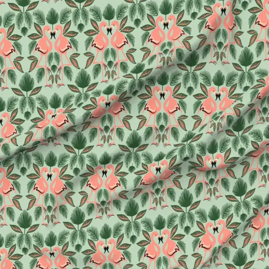 Various Fabrics by the Yard or Fat Quarter Flamingo Palm Leaves Green Pink Tropics Island Custom Printed Fabric by Spoonflower {6}