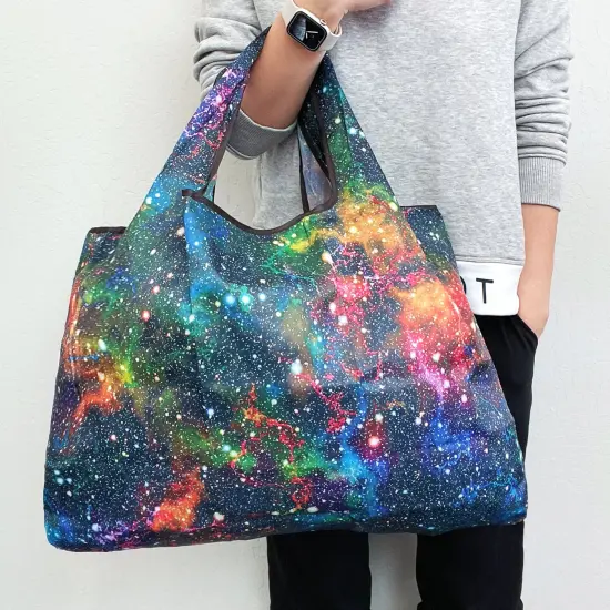 Wrapables Large Foldable Tote Nylon Reusable Grocery Bags Galaxy {3}