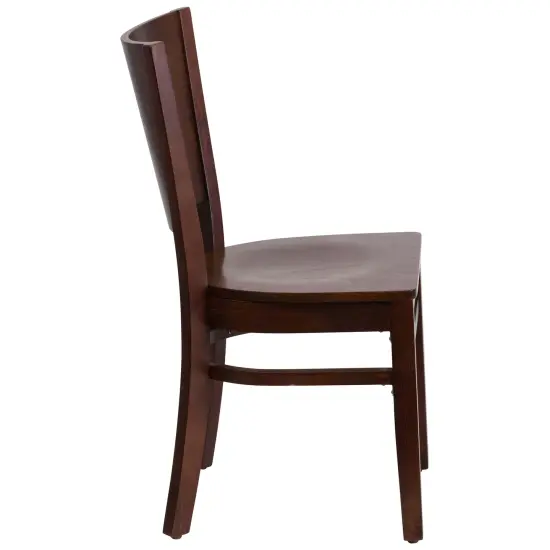 Emma and Oliver Solid Back Wooden Restaurant Dining Chair WalnutSeat/Walnut {4}