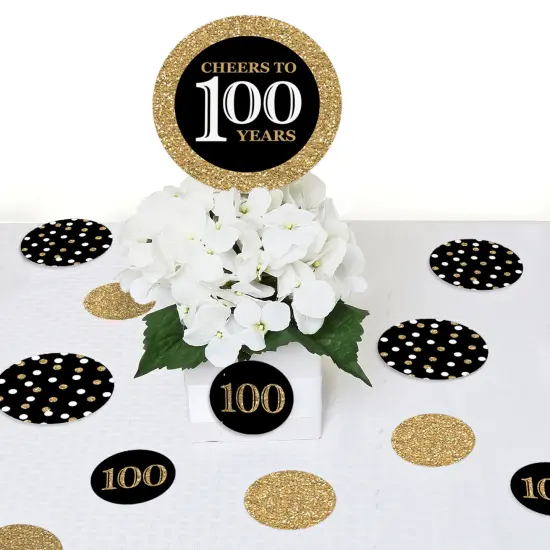 Big Dot of Happiness Adult 100th Birthday - Gold - Birthday Party Giant Circle Confetti - Party Decorations - Large Confetti 27 Count {7}