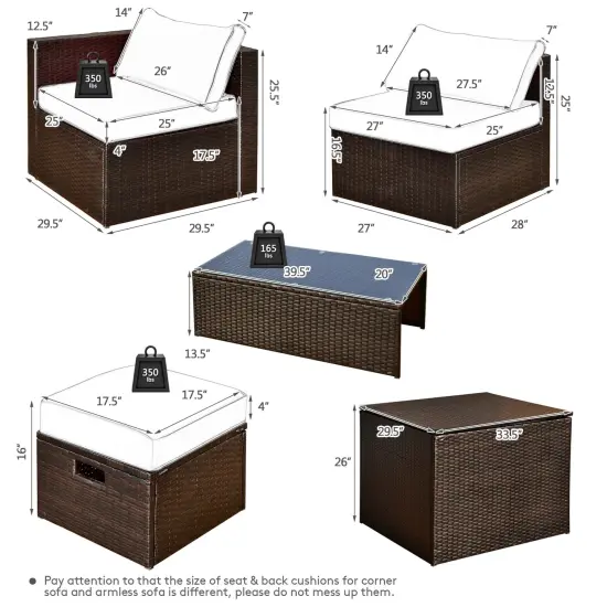 8 Pieces Patio Space-Saving Rattan Furniture Set with Storage Box and Waterproof Cover Black {2}
