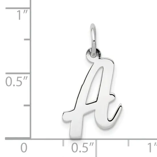 14K White Gold Medium Script Initial Letter A Charm Jewerly 19mm x 11mm {5}