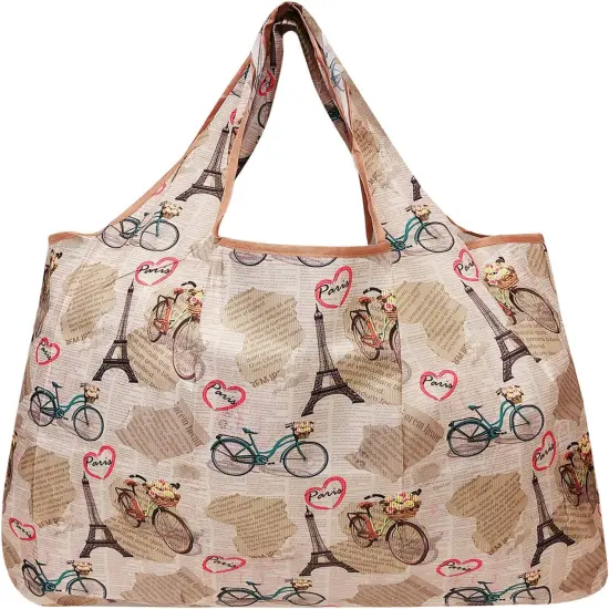 Wrapables Large Foldable Tote Nylon Reusable Grocery Bag, 3 Pack European Delights {3}