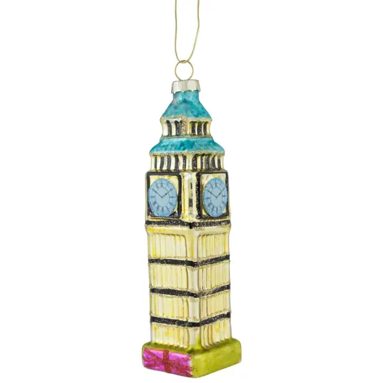 Northlight 5.5" Golden Big Ben Glittered Glass Christmas Hanging Ornament {4}