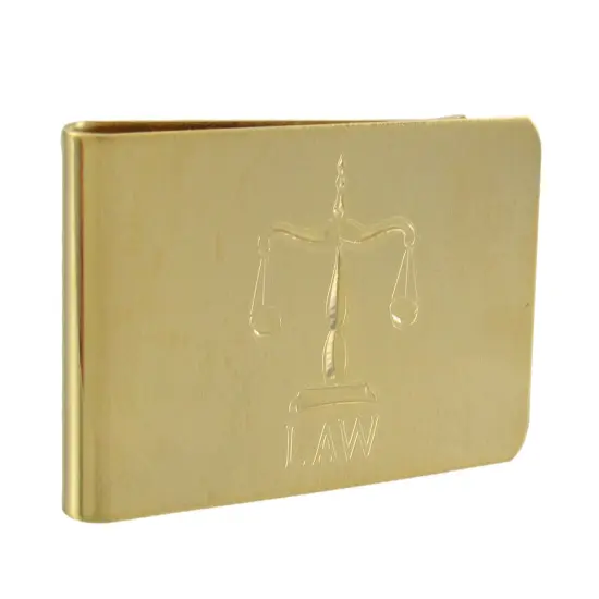 Gold Plated Etched Law Scales Money Clip {1}
