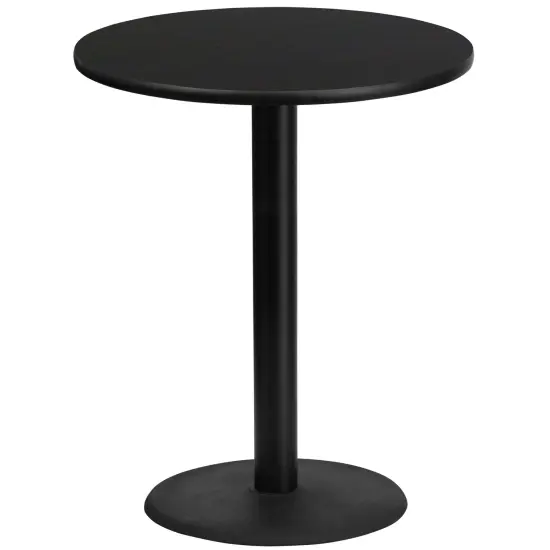 Emma and Oliver 36" Round Laminate Table Top with 24" Round Bar Height Table Base Black {1}