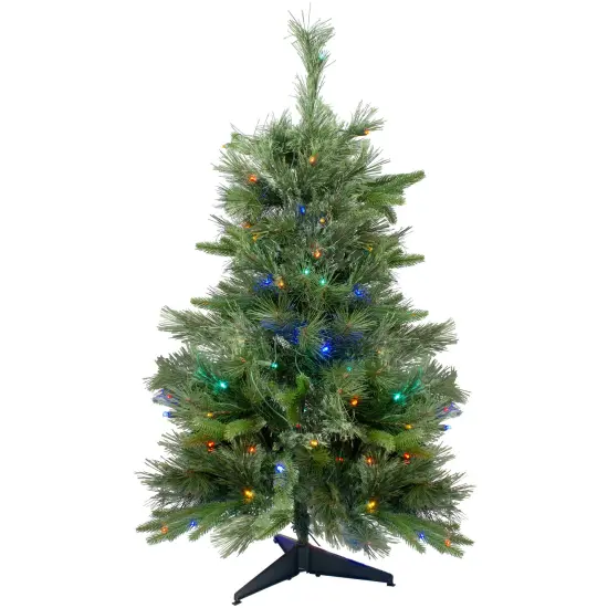 Northlight 3' x 29 Pre-Lit Ashcroft Cashmere Pine Full Artificial Christmas Tree - Multi LED Lights Green {1}