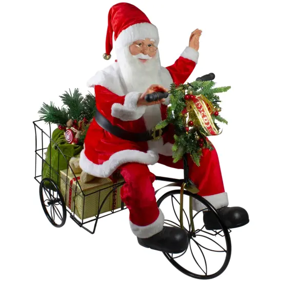 Northlight 32" Pre-Lit LED Animated and Musical Santa Claus Riding a Tricycle Christmas Figurine Red {1}