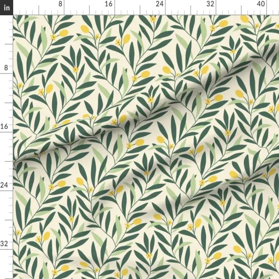 Various Fabrics by the Yard or Fat Quarter Green Yellow Botanical Garden Floral Nature Abstract Olive Medium Scale Custom Printed Fabric by Spoonflower {1}