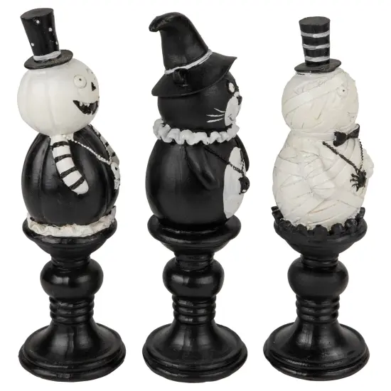 Northlight Pumpkin, Cat and Ghost Halloween Candlestick Decorations - 8.25" - Set of 3 Black {6}