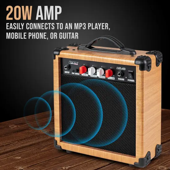LyxPro Electric Guitar Amp, 20w Portable Mini Amplifier Natural {3}