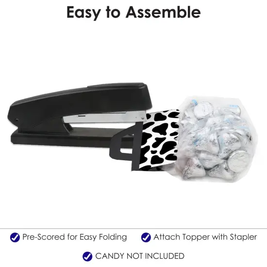 Big Dot of Happiness Cow Print - DIY Farm Animal Party Clear Goodie Favor Bag Labels - Candy Bags with Toppers - Set of 24 {6}