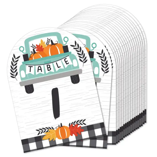 Big Dot of Happiness Happy Fall Truck - Harvest Pumpkin Party Double-Sided 5 x 7 inches Cards - Table Numbers - 1-20 {1}