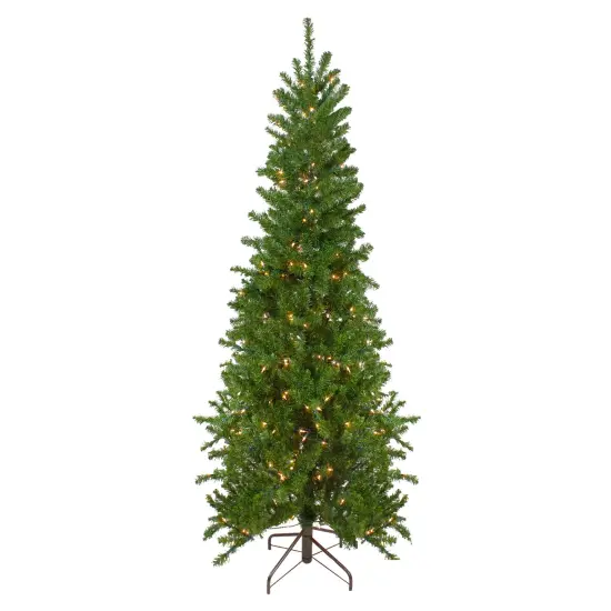 Northlight Pre-Lit Canadian Pine Artificial Pencil Christmas Tree - 6.5' - Clear Lights Green {3}