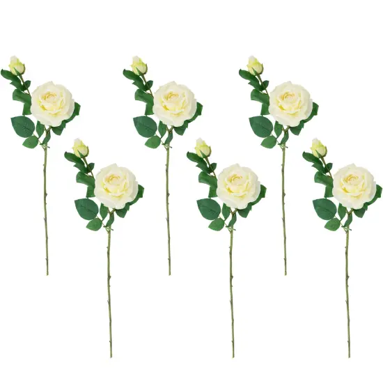 Northlight Real Touch&trade; White Artificial Rose Stems, Set of 6 - 26" {1}