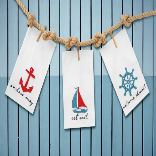 Ships Wheel French Knot Flour Sack Kitchen Dishtowel {3}