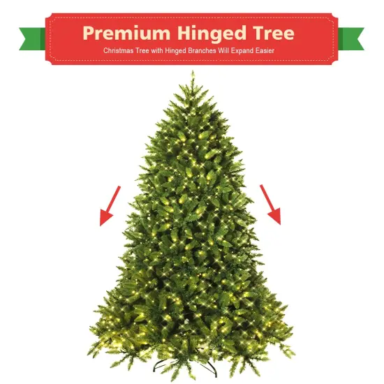 Costway 7.5ft Pre-lit PVC Christmas Fir Tree 8 Flash Mode {5}