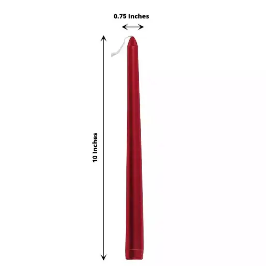 24 Metallic Red Premium 10" Taper Candles Unscented {5}