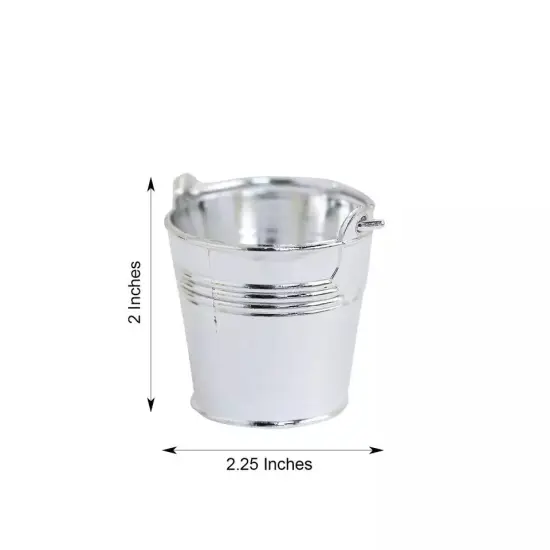 12 SILVER 2" Mini Pail Bucket Planter Wedding Party Favor GIFT HOLDERS {5}