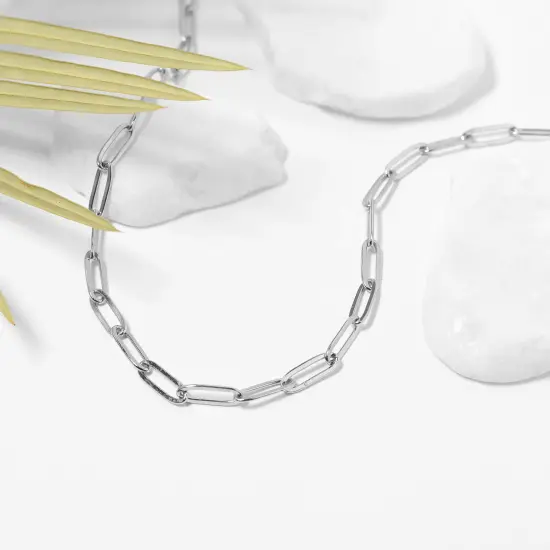 Stainless Steel Paperclip Chain Necklace {5}