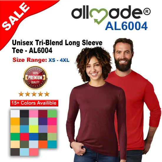 Allmade&reg; Unisex Tri-Blend Long Sleeve Tee Fairly white {2}