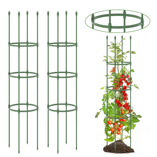 2-Pack Garden Trellis Tomato Cage With Adjustable Height-Green {3}