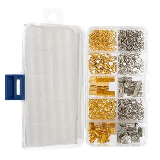 John Bead 10-Slot Silver & Gold Mix Jewelry Findings Kit Assortment, 320pcs {3}