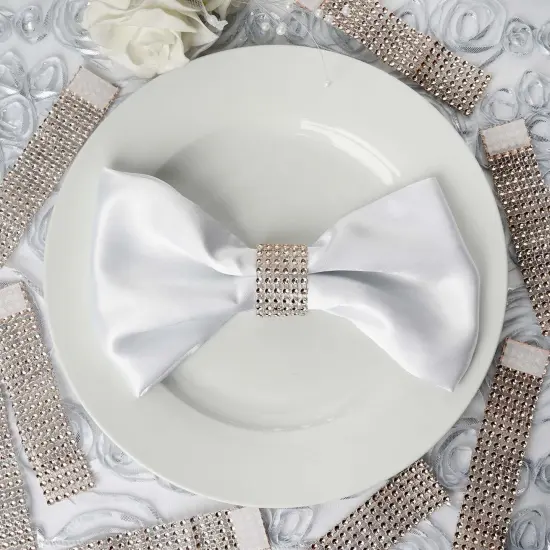20-Pieces Diamond Rhinestone Mesh Napkin Rings Champagne {3}