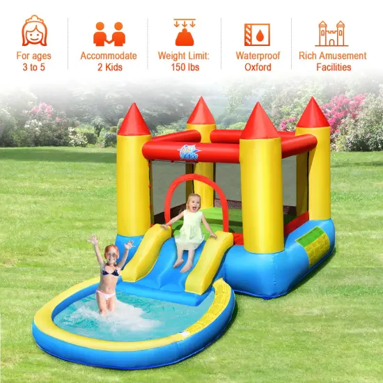 Inflatable Kids Slide Bounce House With 550w Blower {6}
