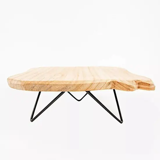 12" BLACK BROWN Square Natural Wooden CAKE Dessert STAND {1}