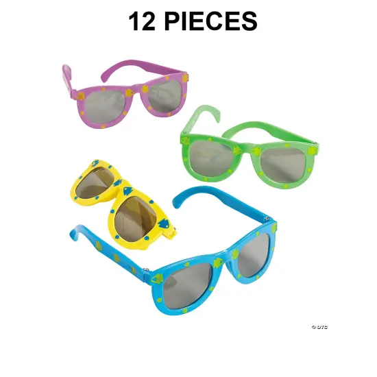 5" Kids Purple, Blue, Green & Yellow Fish Print Sunglasses 12 Pieces {1}