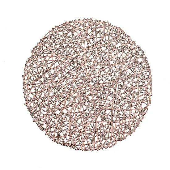6 pcs 15" wide Round Vinyl String Placemats Rose gold {1}