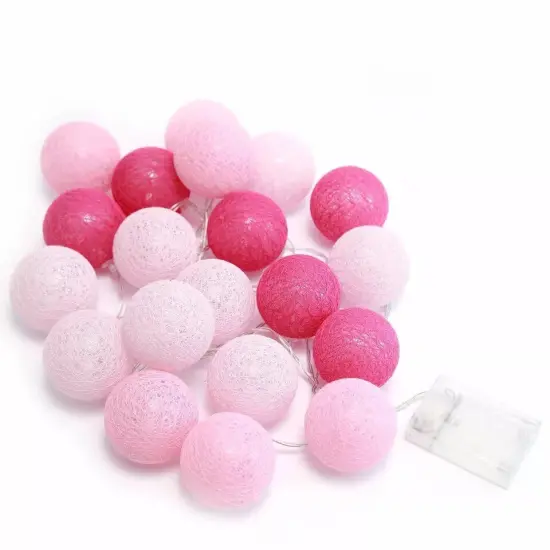 20 LED Cotton Globe Battery Operated String Lights {1}