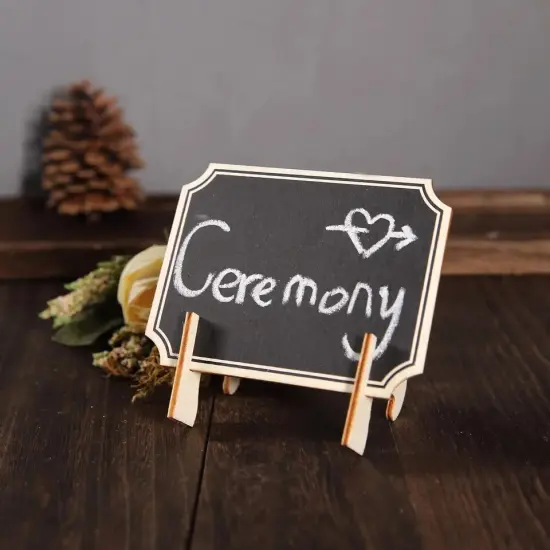 50 pcs 3"x4" Black Mini Chalkboards Signs with Wood Easels {3}
