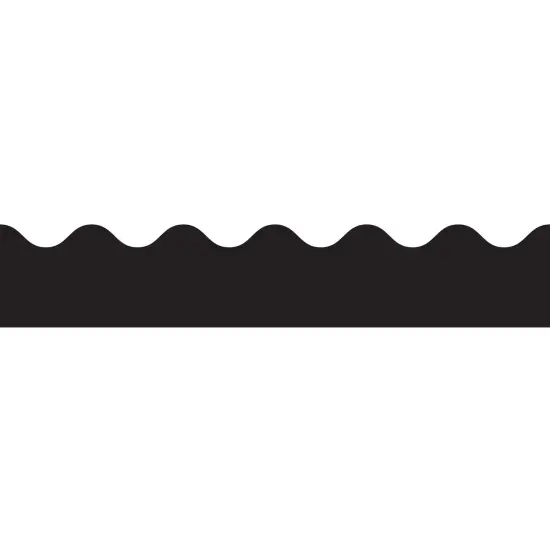 Black Rolled Scalloped Border, 36 Feet Per Roll, 6 Rolls {3}