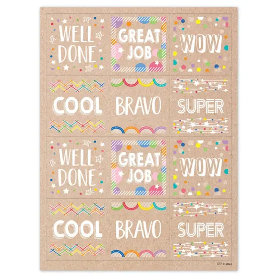 Krafty Pop Colorful Kraft Reward Stickers, 60 Per Pack, 6 Packs {2}