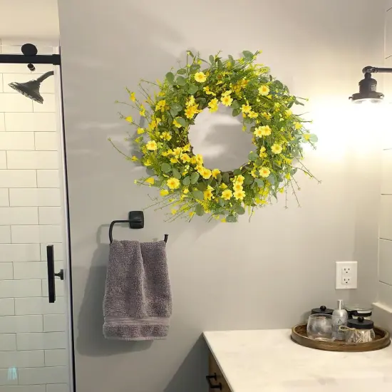 24 Inch Spring Wreath Yellow Daisy with Eucalyptus Wreath for Front Door {4}