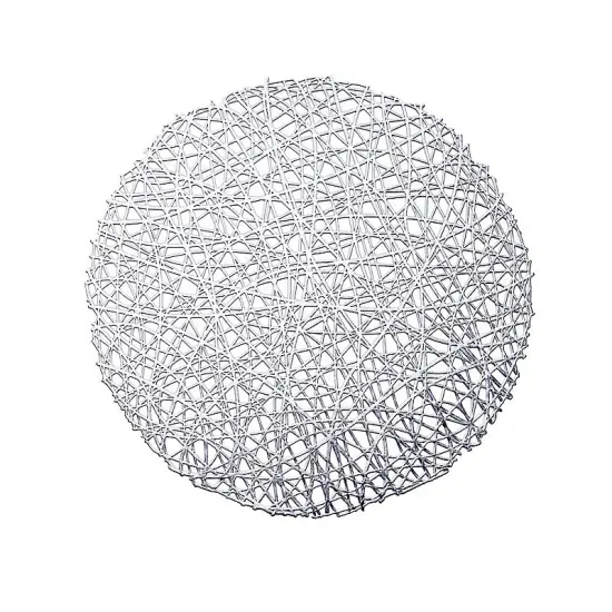 6 pcs 15" wide Round Vinyl String Placemats Silver {1}