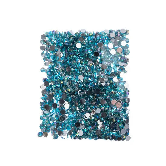 John Bead 6mm (SS28) Round Acrylic Flat Back Rhinestones, 1000pcs Aqua AB {4}