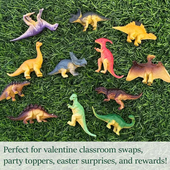 Wrapables Mini Plastic Dinosaur Figurines, Miniature Dino Figures for Cake Toppers, Birthday Party Favors, Stocking Stuffers, Easter Egg Fillers (Set of 24), Multi-color {8}